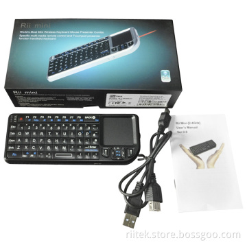 All in One 2.4GHz Rii Mini Wireless Keyboard (UK Layout) With Touchpad, Laser Pointer, Remote Control ,Used for PC Android TV Box.PS3,Mini Projecter Rt-Mwk01